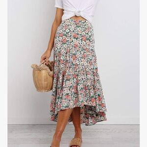Floral High-Low Skirt